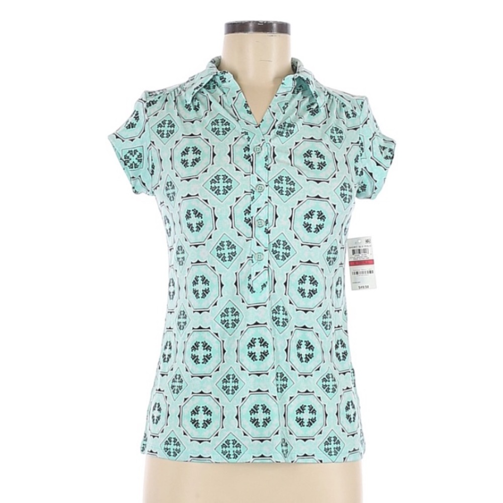 Charter Club Short Sleeve Polo Aqua Gloss